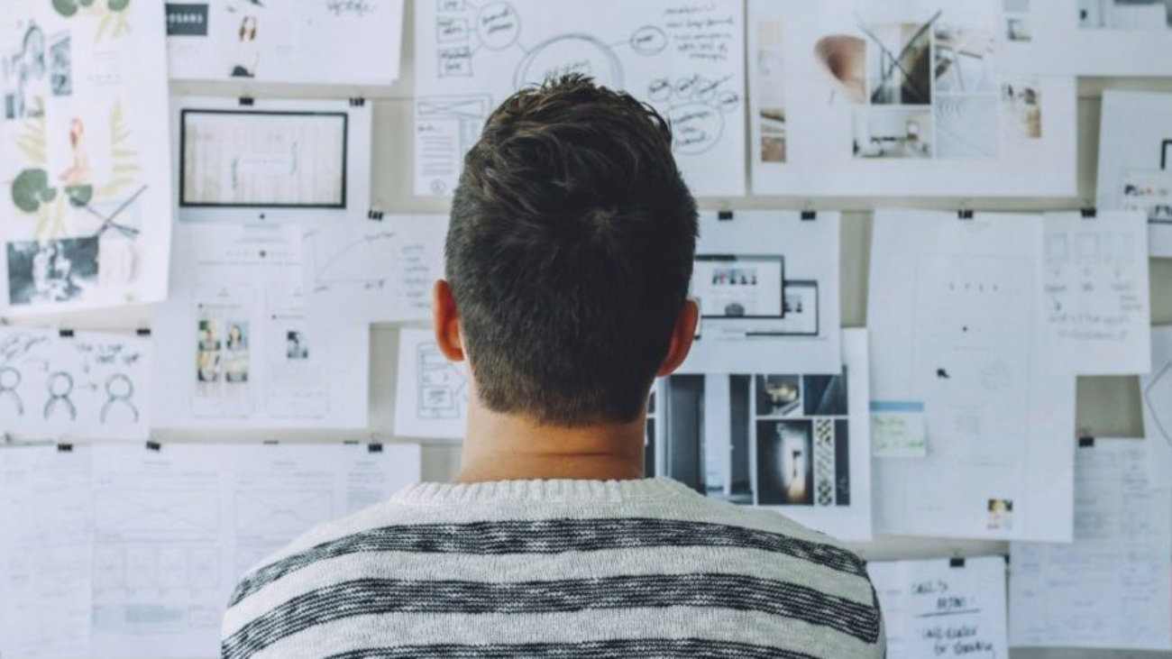 Business plan on wall